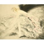 Louis Icart, Study of a Ballerina, etching with touches of watercolour, signed in pencil and