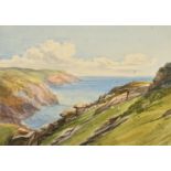 19th Century English School. "Valley of Rocks, Lynton", watercolour, signed with initials 'E H',