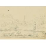 19th Century English School, A view of 'Godalming', pencil, inscribed and dated, 9.25" x 13",