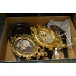 A small pair of gilt framed pictures, various stands etc.