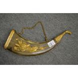 A good ormolu mounted horn powder flask.