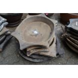 Six old Indian wooden food bowls.