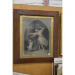 A 19th century mezzotint of a maiden dancing with a goat.