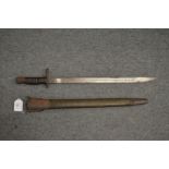 A bayonet and scabbard.