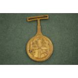 An unusual George III armorial badge or pass, engraved to the reverse Number 9, George Webster, 25th