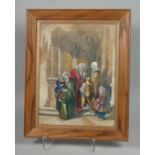 CIRCLE OF PREZIOSI; OTTOMAN LADIES, watercolour on paper, framed and glazed, image 34cm x 25.5cm.