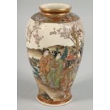 A JAPANESE SATSUMA PORCELAIN VASE, painted with female figures and children in a landscape
