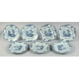 TEN 18TH CENTURY CHINESE BLUE AND WHITE PORCELAIN PLATES, 23cm diameter, (five af).