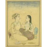 MOHANLAL SONI (20TH CENTURY) INDIAN, 'A MOMENT OF TOGETHERNESS', watercolour, 6" x 4.5" (16 x