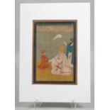 A LATE 19TH CENTURY INDIAN MINIATURE PAINTING ON PAPER, depicting a seated dignitary with