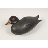 A PAINTED DECOY WOODEN DUCK 9.5ins long.