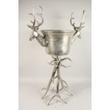 A STAG WINE COOLER BUCKET AND STAND.