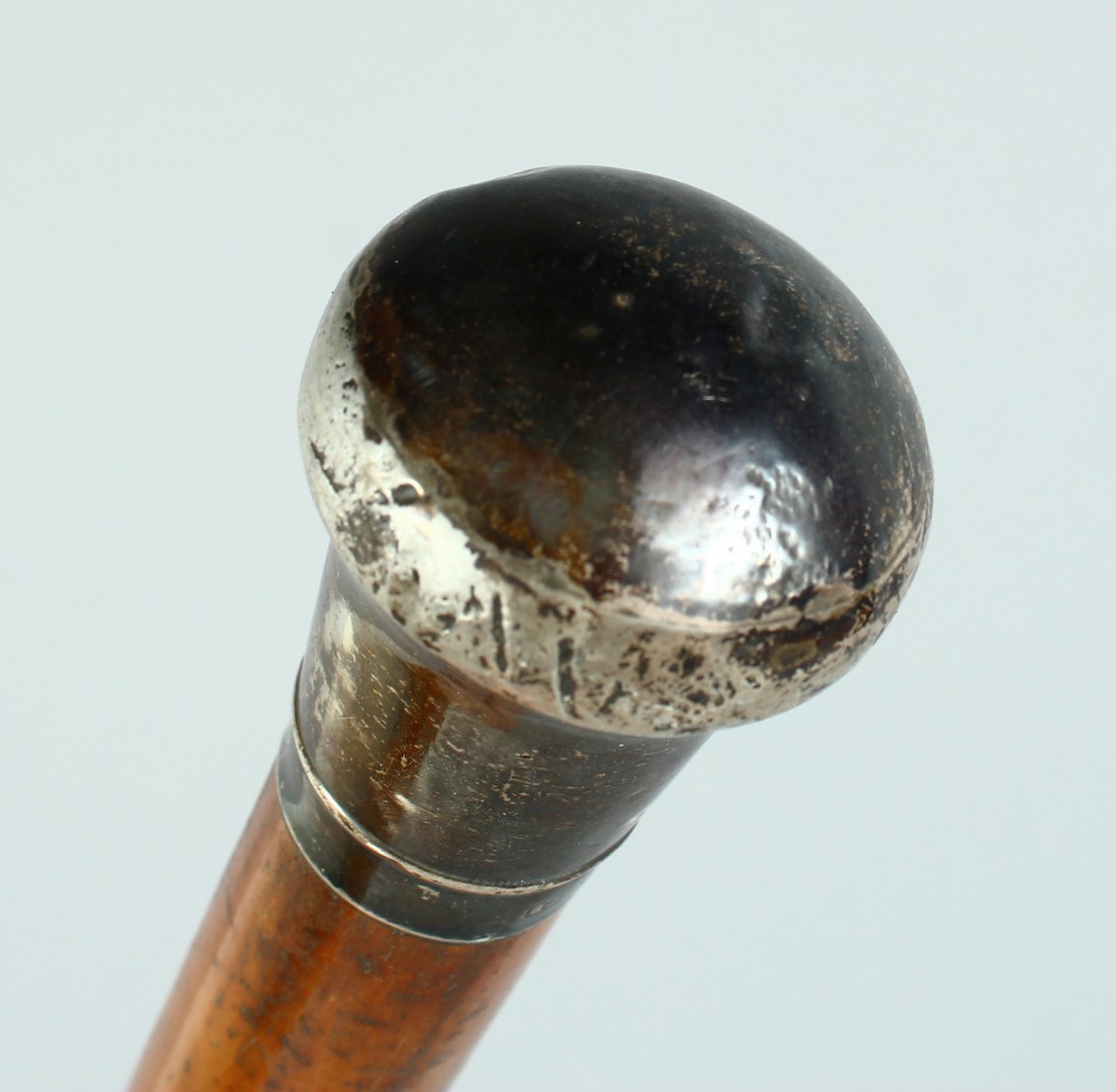 AN EDWARD VII CANE with plain silver handle. London 1901, 35ins long. - Image 6 of 8