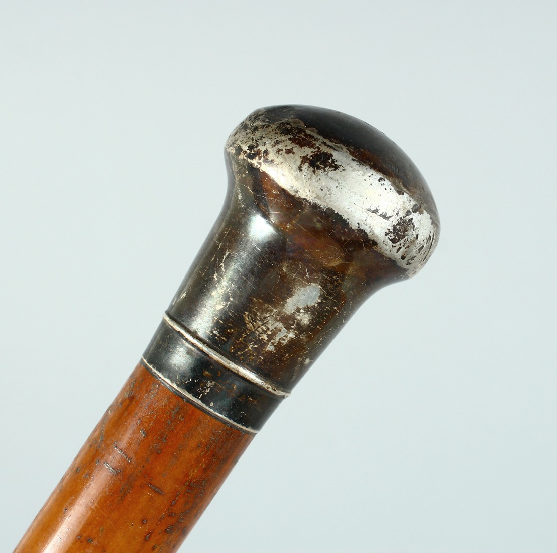 AN EDWARD VII CANE with plain silver handle. London 1901, 35ins long. - Image 2 of 8