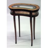 A GOOD 19TH CENTURY FRENCH ROSEWOOD AND MARQUETRY KIDNEY SHAPED BIJOUTERIE TABLE inlaid with