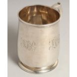 A GEORGE II SILVER 1/2 PINT MUG. London 1728, maker: Richard Bayley.