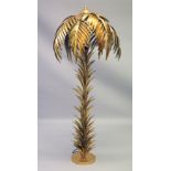 A LARGE PALM GILDED METAL FLOOR LAMP. 5ft high.