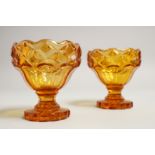 A PAIR OF AMBER GLASS SWEETMEAT DISHES.