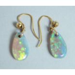 A PAIR OF GOLD AND OPAL DROP EARRINGS