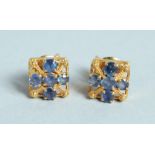 A PAIR OF 18CT GOLD SAPPHIRE STUD EARRINGS