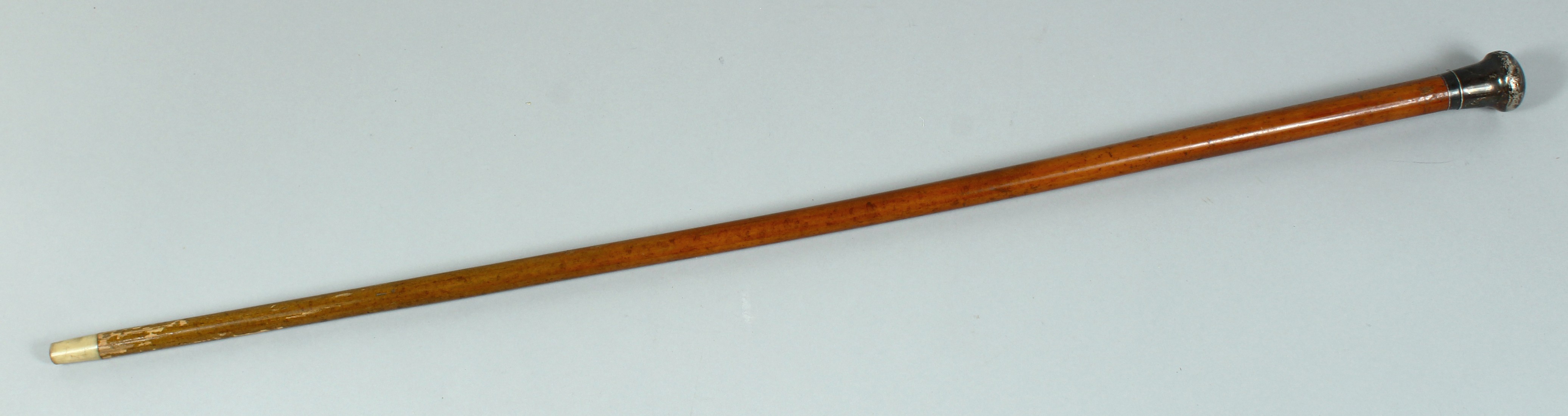 AN EDWARD VII CANE with plain silver handle. London 1901, 35ins long. - Image 8 of 8