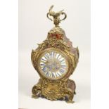 A GOOD 19TH CENTURY FRENCH BOULLE MANTEL CLOCK with blue and white Roman numerals, striking on a