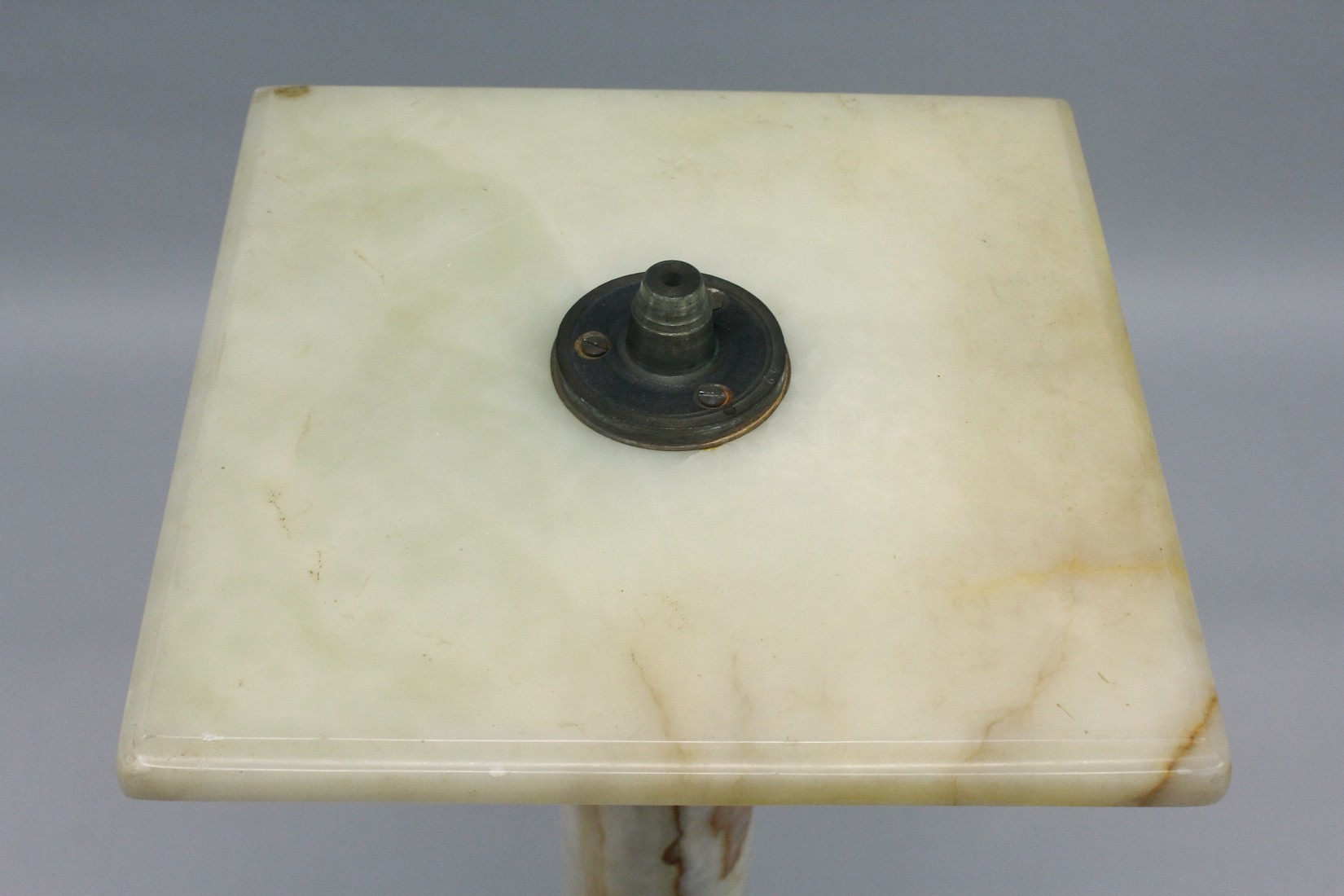 A GOOD ONYX AND BRASS SQUARE TOP COLUMN, the base on bracket feet. 3ft 3ins high, top 10ins square. - Image 6 of 11