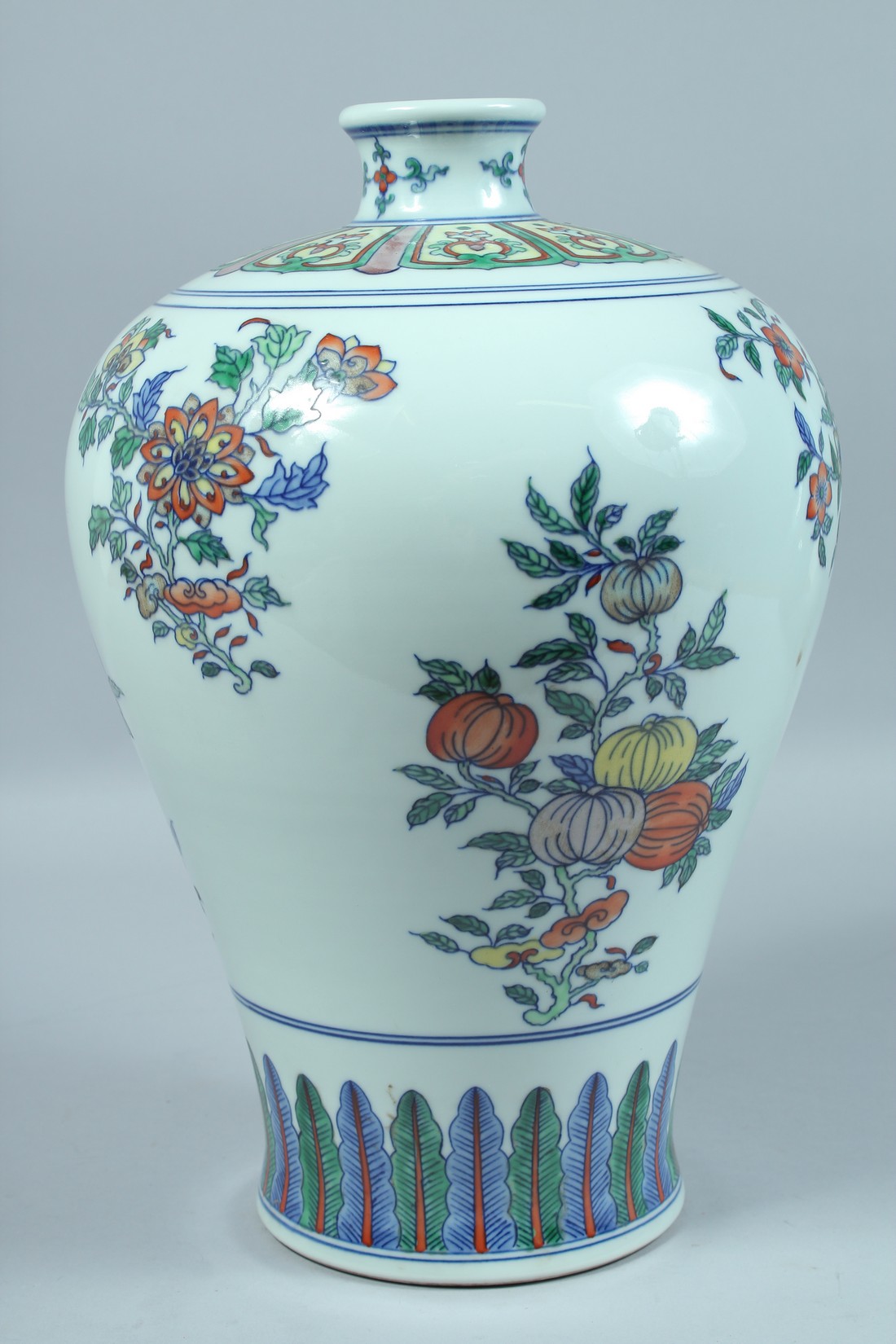 A LARGE CHINESE DOUCAI MEIPING decorated with panels of flowers. 15ins high. - Image 2 of 6