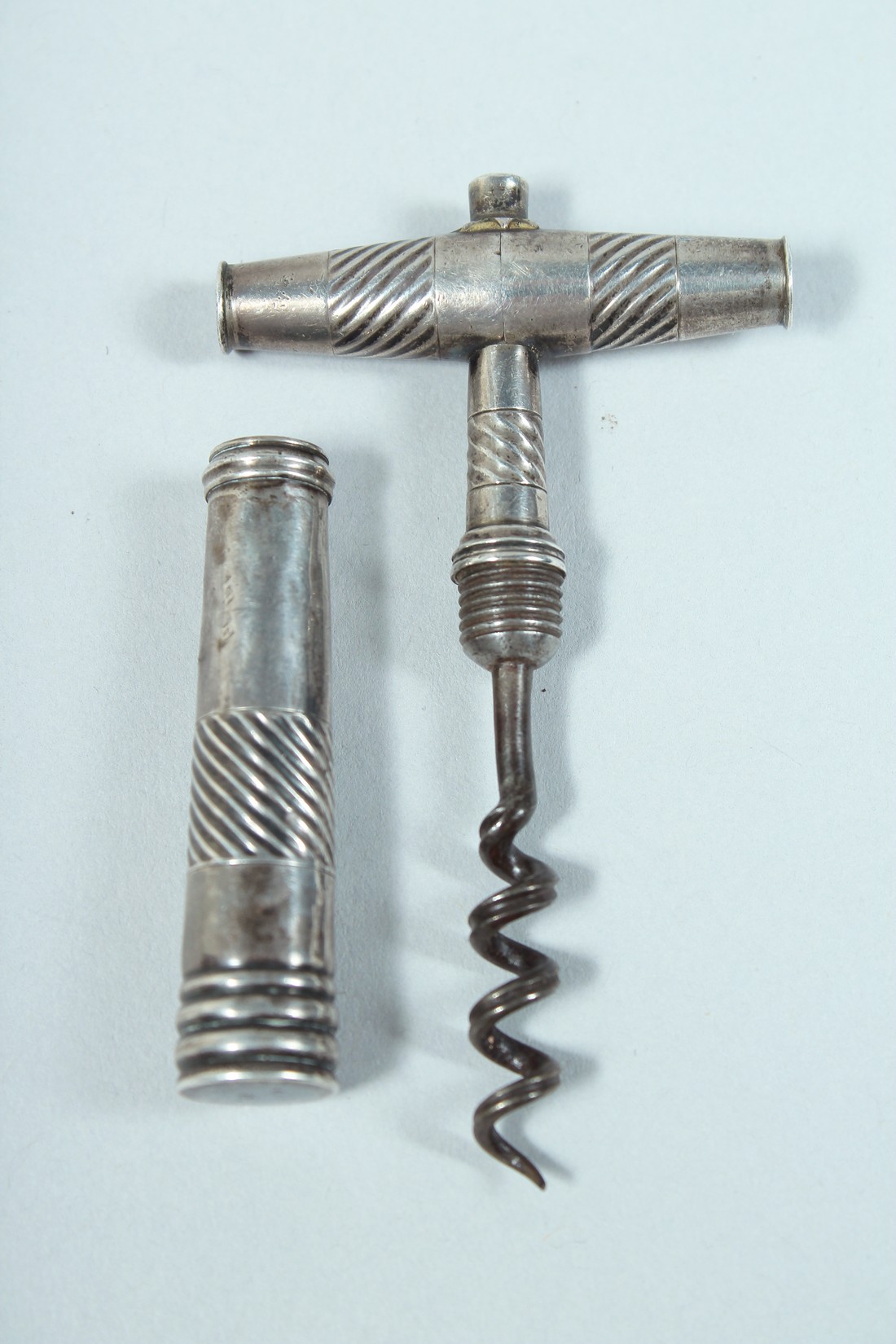 A SMALL SILVER CORKSCREW. 3ins long. - Image 3 of 3