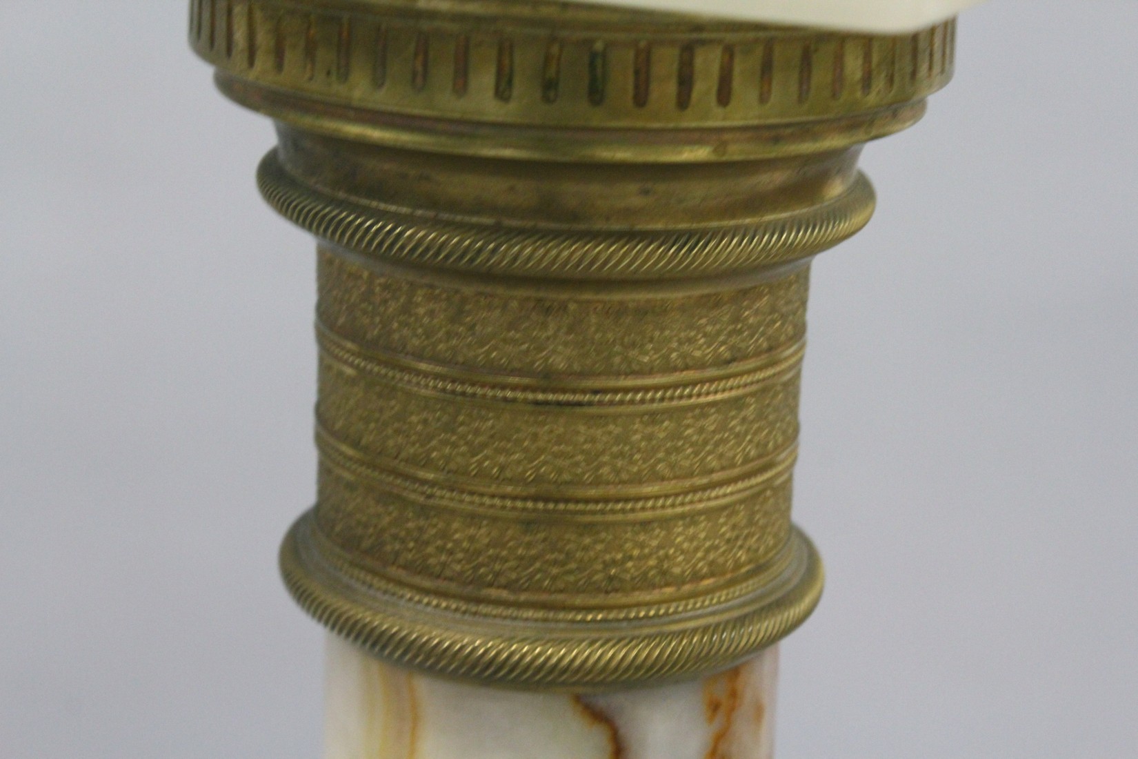 A GOOD ONYX AND BRASS SQUARE TOP COLUMN, the base on bracket feet. 3ft 3ins high, top 10ins square. - Image 3 of 11