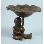 A SMALL JAPANESE BRONZE BOX with lily pad. 5.5ins
