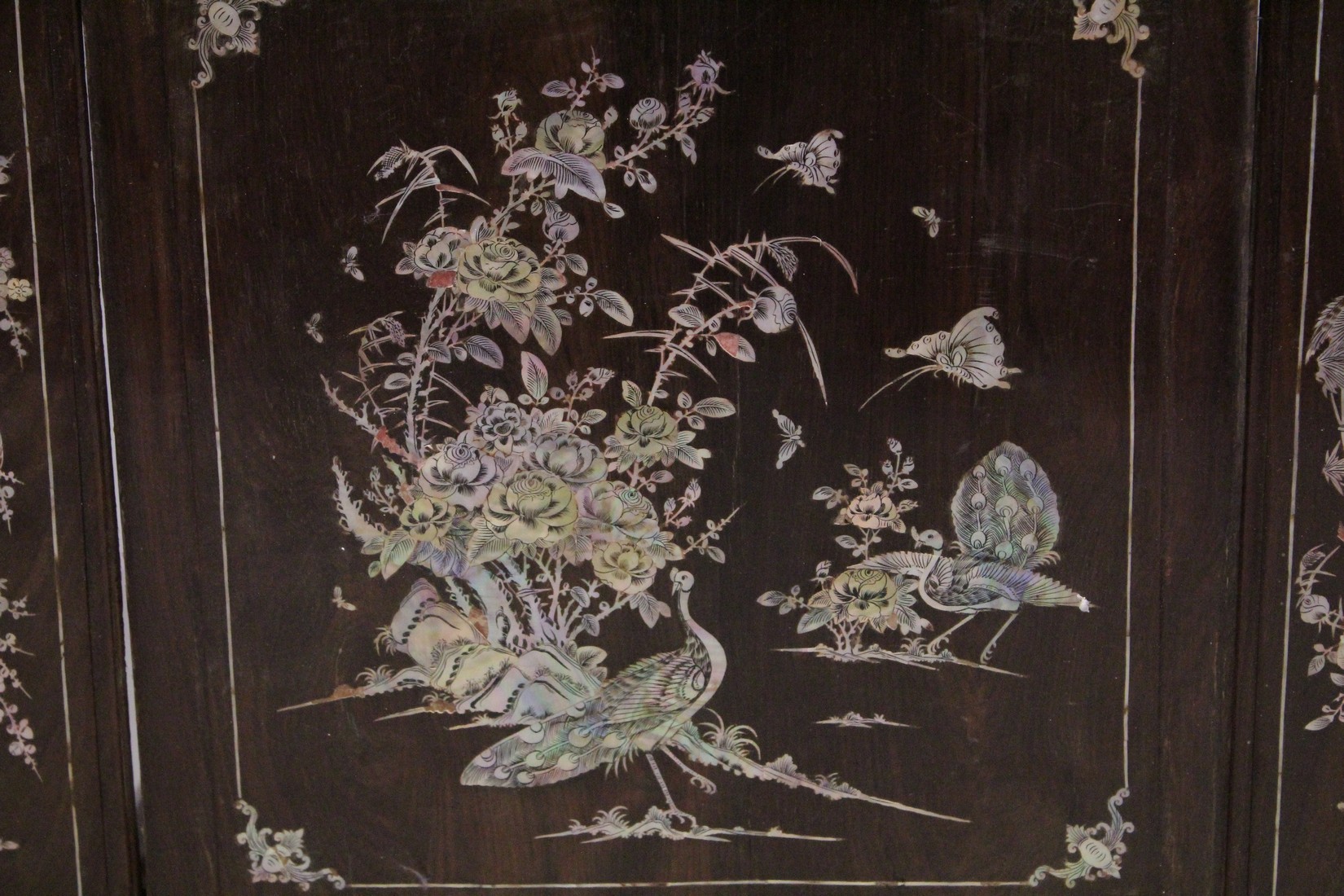 A CHINESE SQUARE TWO TIER TABLE inlaid with mother of pearl. 23ins square. - Image 3 of 7