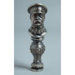 A RUSSIAN SILVER DESK SEAL a man's head, dated 1810 - 11. Mark 88 I P. Faberge mark 7cm long.