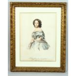 AFTER WINTERHALTER. Portrait of H R H Princess Alice, 1857 with inscription. Image 34cm x 46cm.