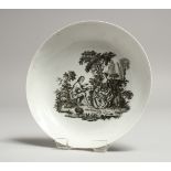 A CHAFFERS/CHRISTIANS LIVERPOOL SAUCER printed by Sadler, with the Rock Garden pattern.