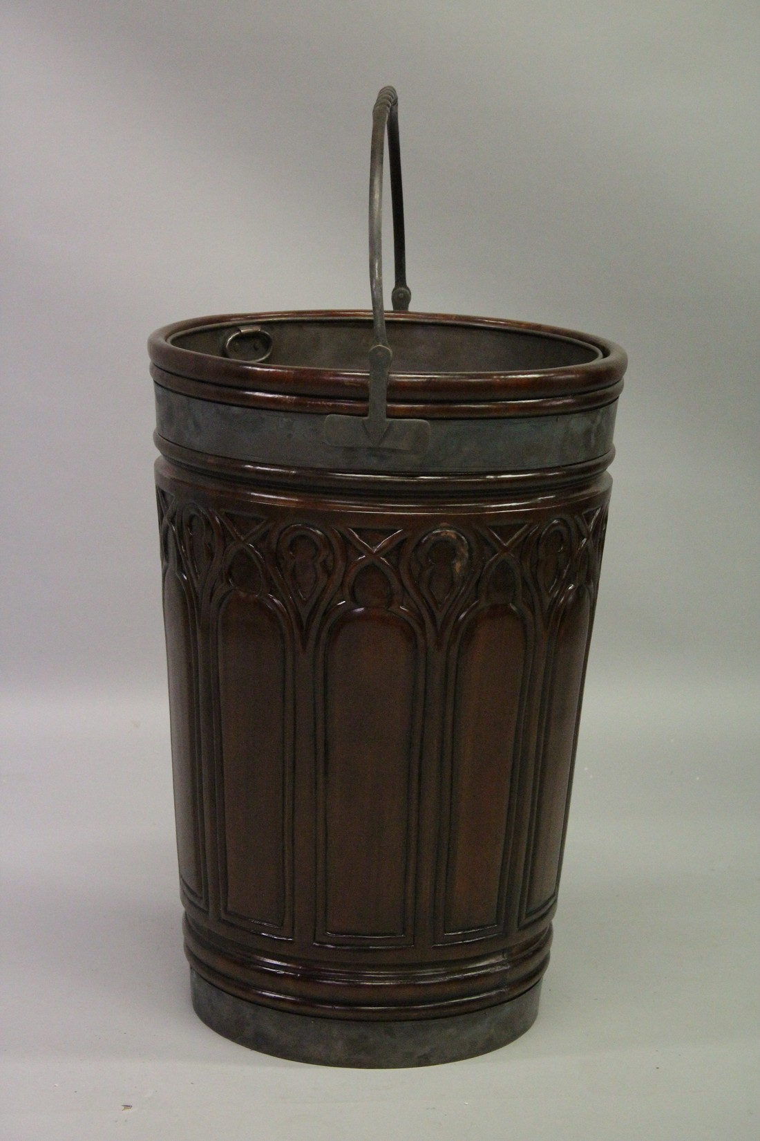 A LARGE POSSIBLY IRISH, MAHOGANY PEAT BUCKET. 2ft 2ins high. - Image 5 of 5