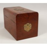 F. ALAIS, BELGRAVE MANSIONS. A FITTED WOODEN CIGARETTE AND CIGAR BOX. 10ins long.