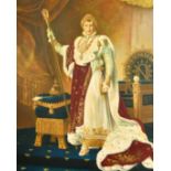 20th Century French School, a full-length portrait of Napoleon in ceremonial robes, oil on canvas,