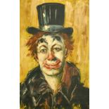 Peters, 20th Century, a head study of a clown, oil on canvas, signed, 27.5" x 17.75" (70 x 45cm).