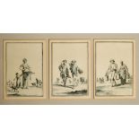 Jean Duplessis-Bertaux (1747-1818) French, Three etchings, the fruit seller, canes and bellows and