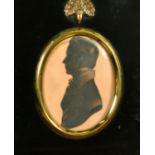 Two 19th Century silhouettes, heads and shoulders of gentleman, (3" x 2.5", (7.5 x 6cm) and 2.5 x