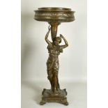 French School, A classical female figure holding aloft a circular bowl standing on a square base, 13