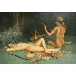 Paul Leroy, female nudes in an Eastern interior, oil on canvas, signed, 23" x 35" (58 x 89cm).