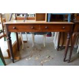 A Victorian mahogany two drawer side table.