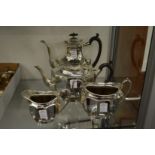 A plated four piece tea and coffee service.