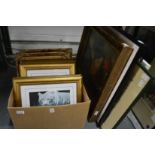 A quantity of paintings and prints.