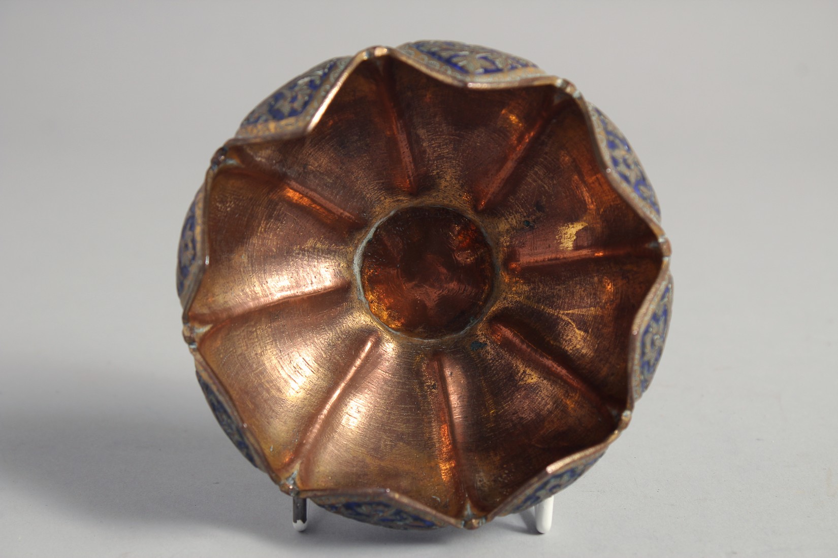 A 19TH CENTURY INDIAN KASHMIRI ENAMELLED GILDED PETAL FORM BOWL, 11cm diameter, together with a - Image 4 of 9