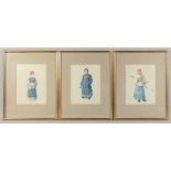 THREE GOOD CHINESE PAINTINGS ON PAPER, each finely painted with a different figure in traditional