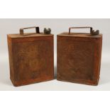 TWO EARLY MOTORING PETROL CANS.