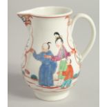 AN 18TH CENTURY WORCESTER SPARROW BEAK JUG, painted with Oriental figures including a boy in a